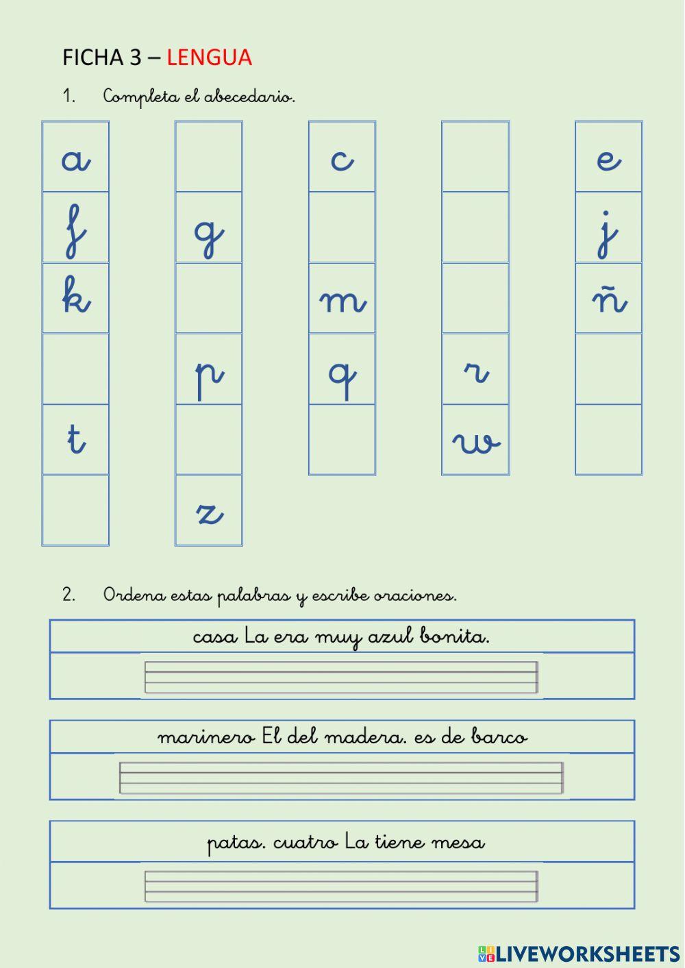 Ficha de lengua 2º de Primaria
