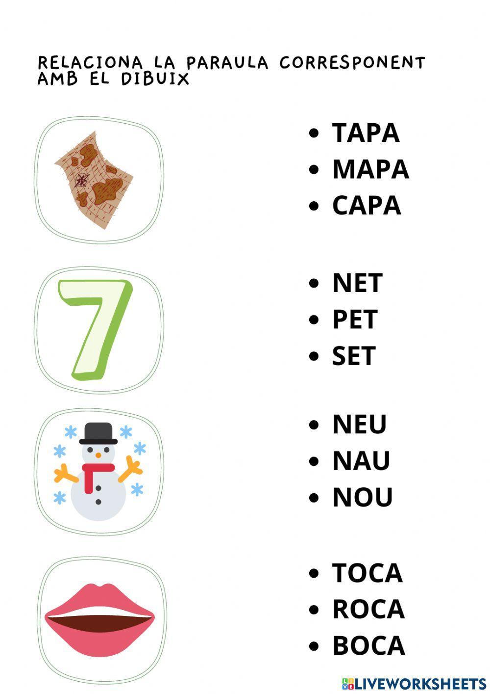 Relaciona amb la paraula correcta