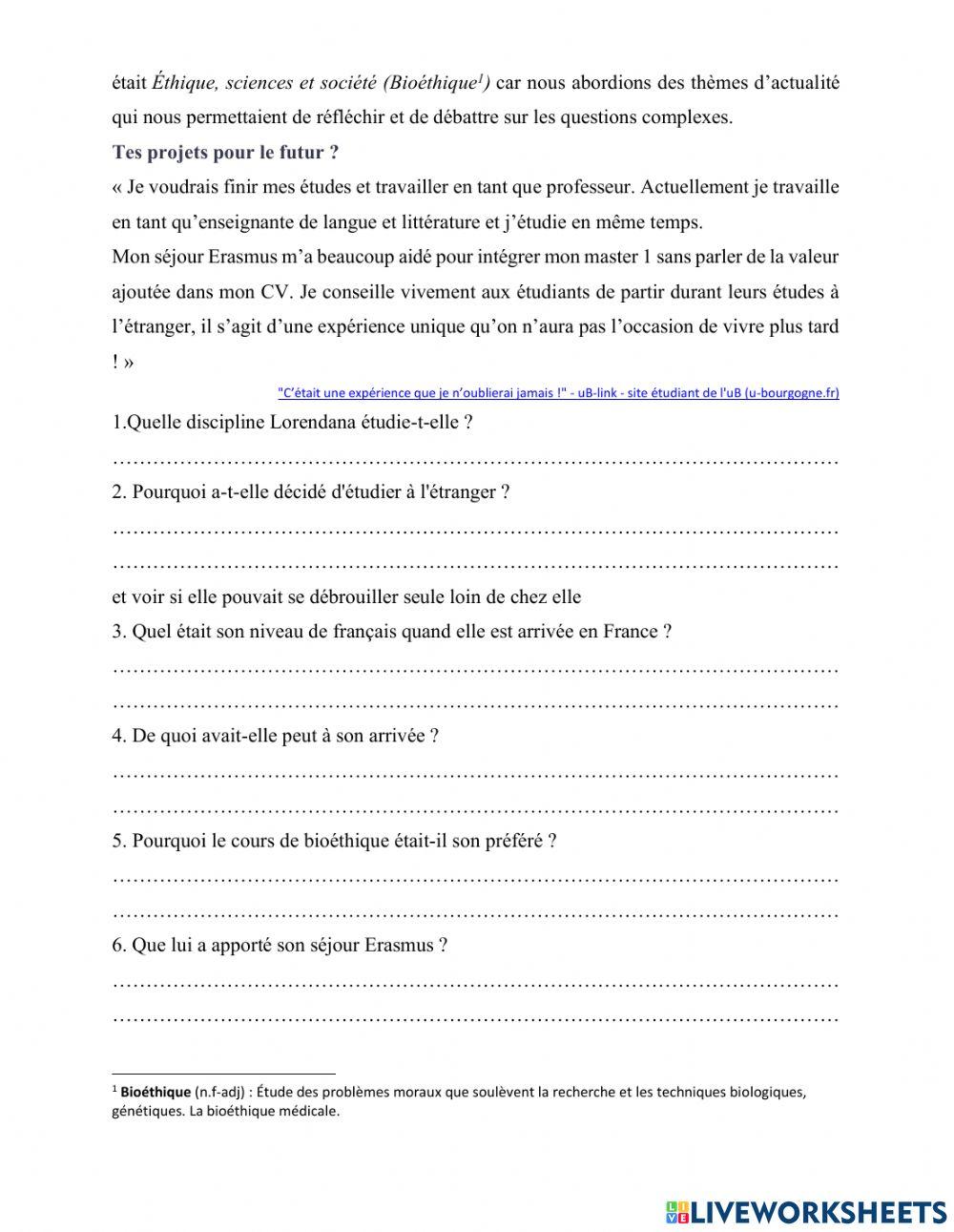 Mes etudes en France