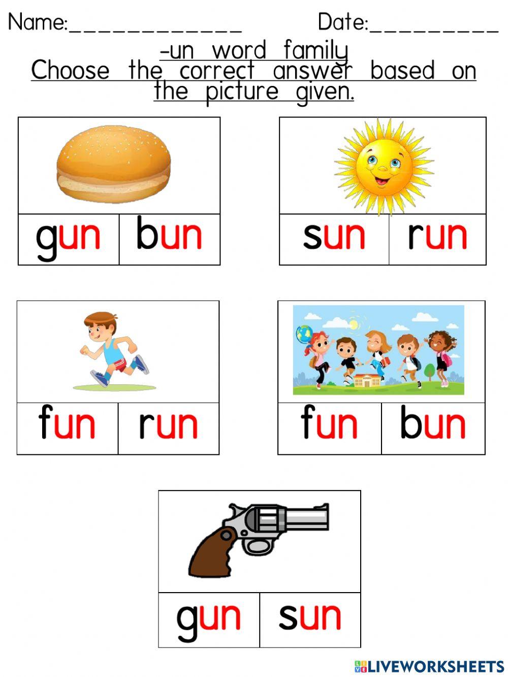 un word family (3) worksheet Live Worksheets