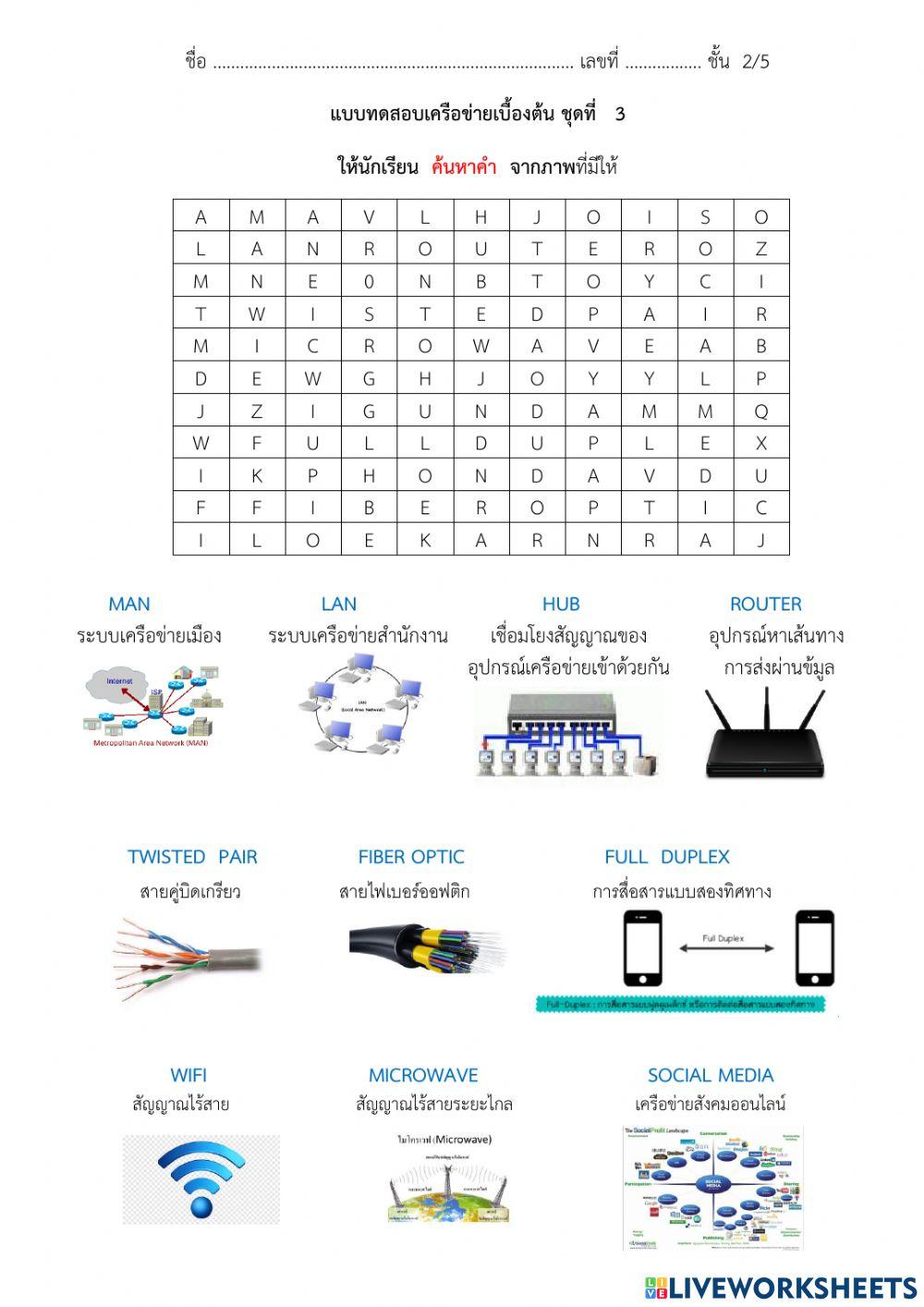 แบบทดสอบเครือข่าย ชุดที่ 3