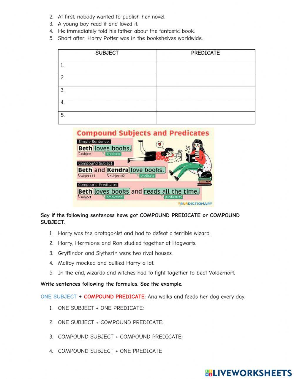 Subjects and Predicates Subjects and Predicates