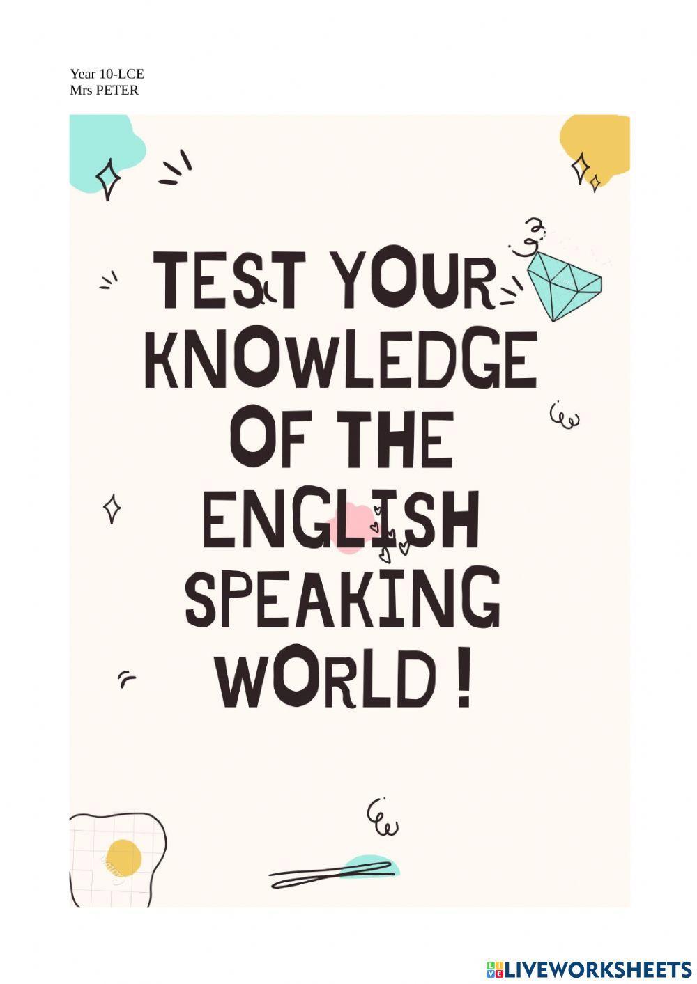 Test your knowledge of the English Speaking world