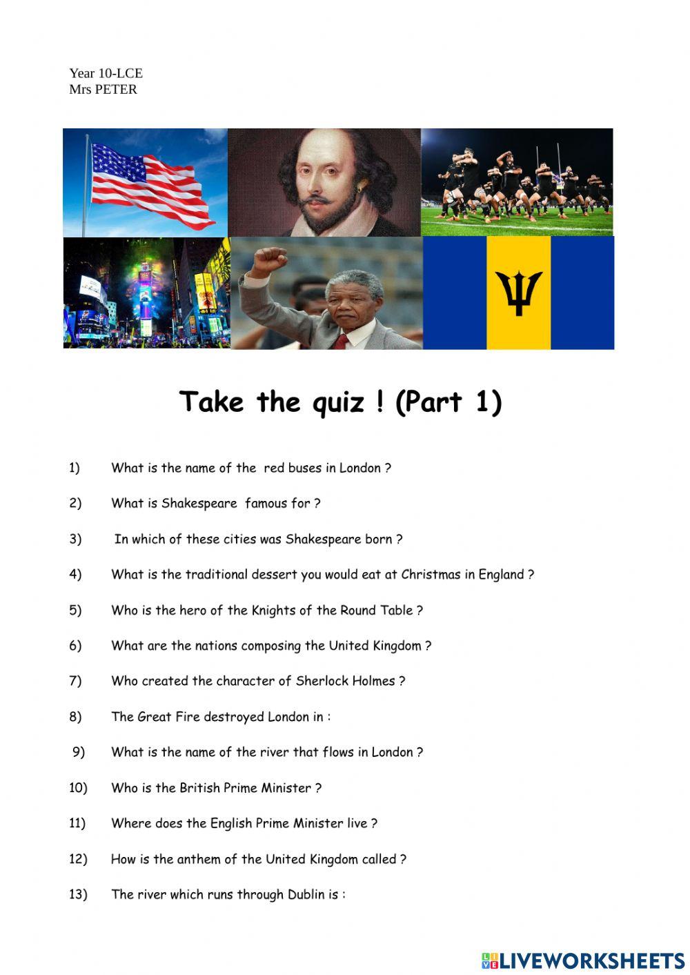 Test your knowledge of the English Speaking world (part 1)