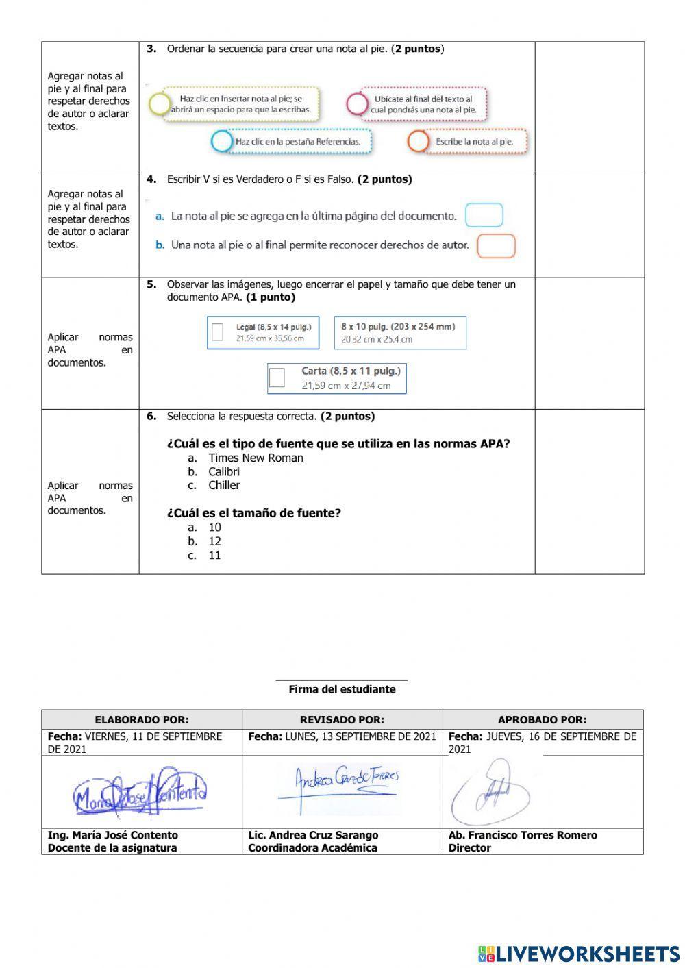Evaluación de Computación Séptimo del Tercer Parcial del Primer Quimestre