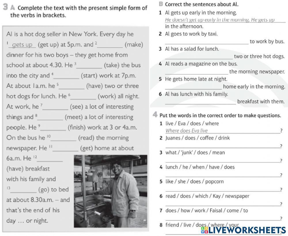 Present Simple (he-she-it) and daily routine