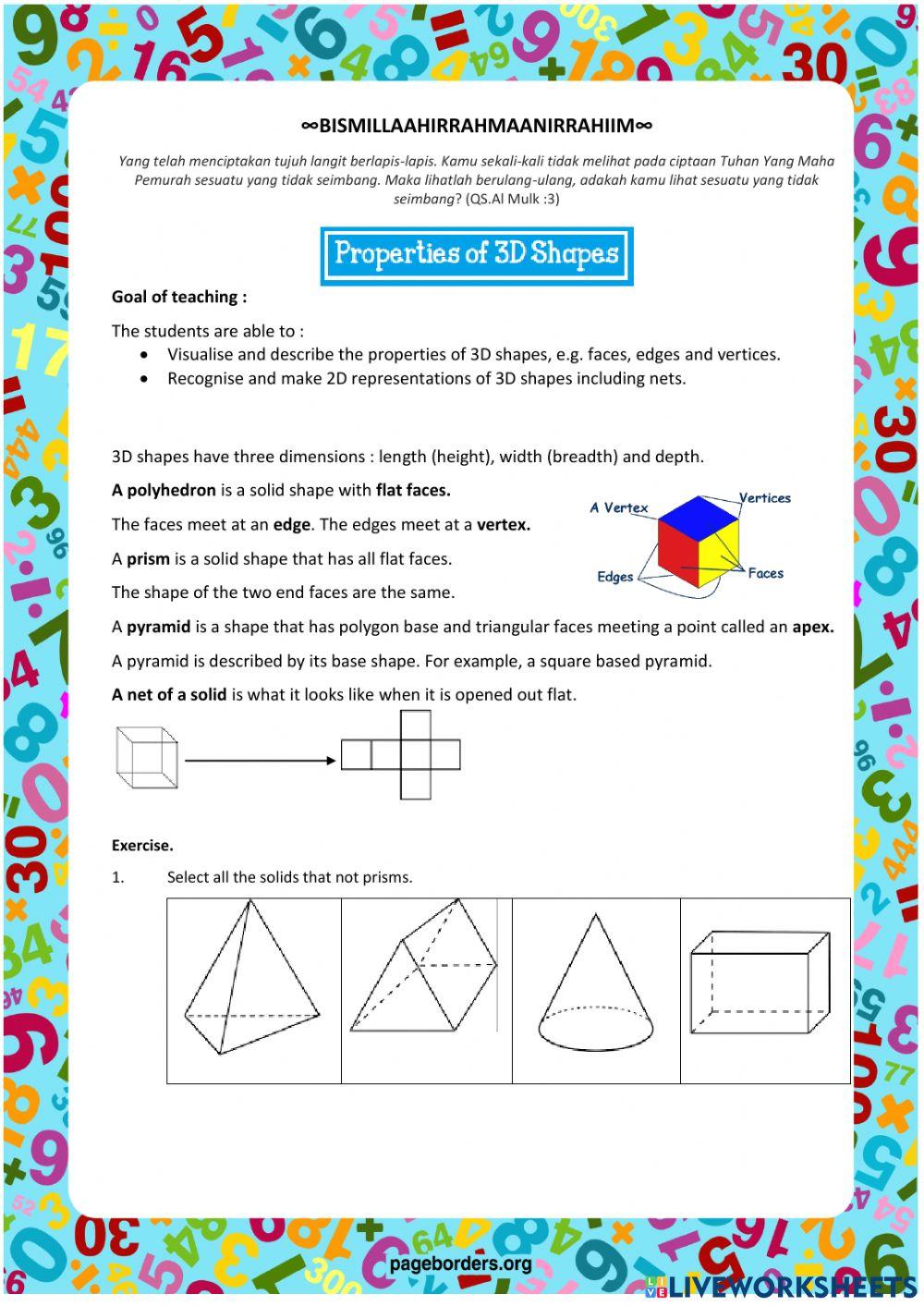 Properties of 3D Shapes