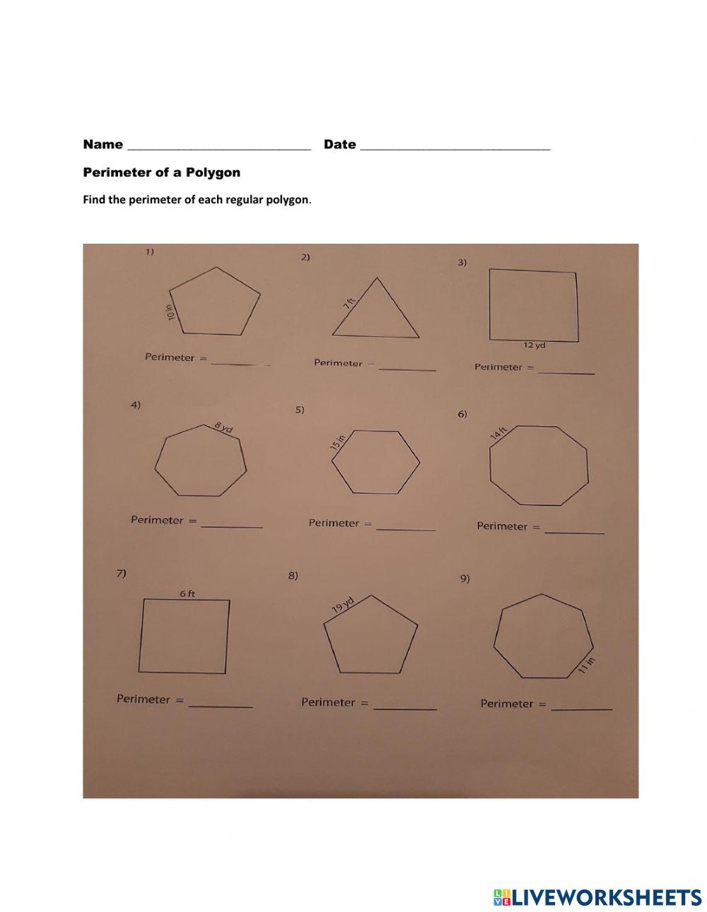 Perimeter of  Regular Polygons