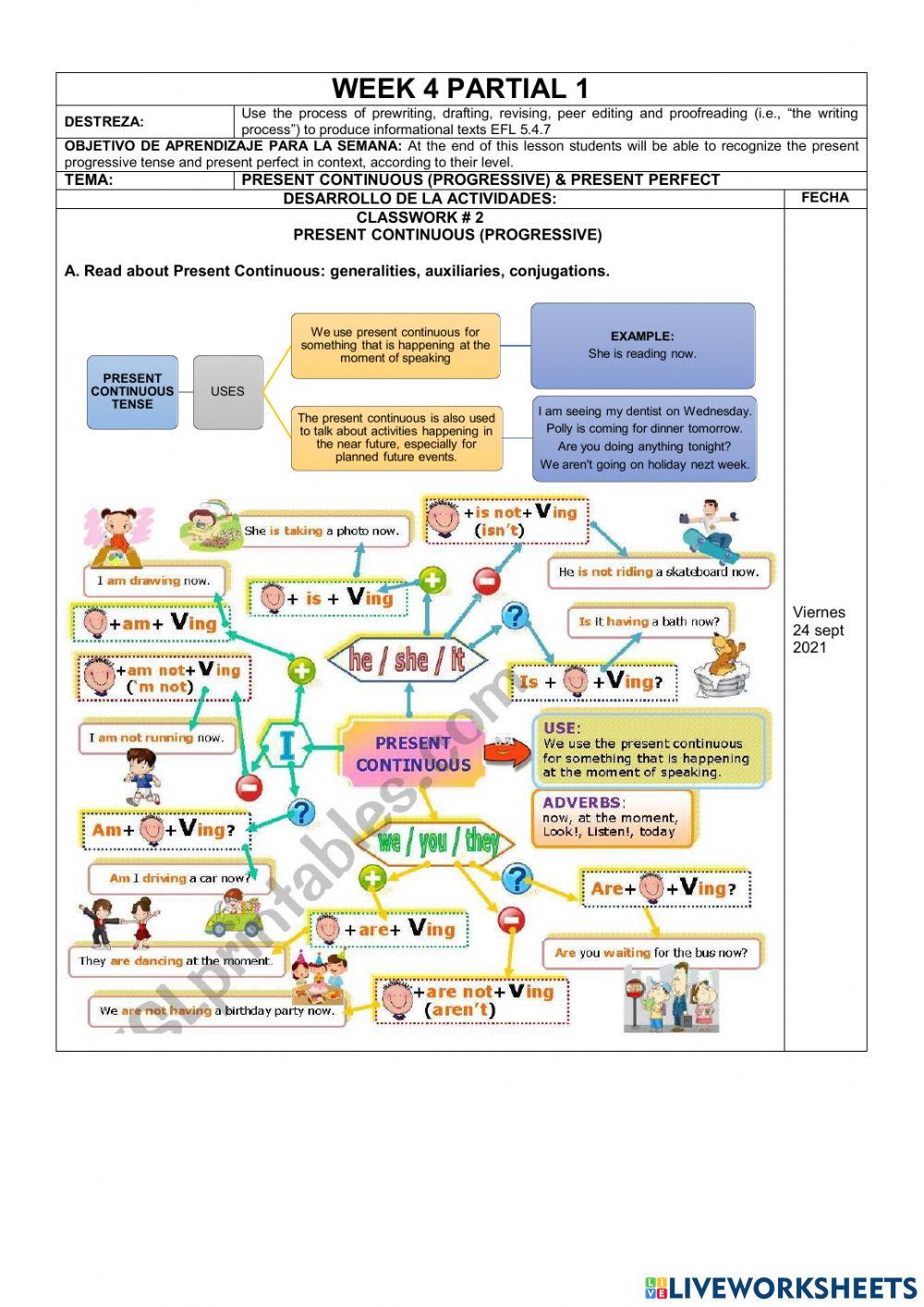 Ejercicio online Present Continuous-Present Perfect- 1stBGU