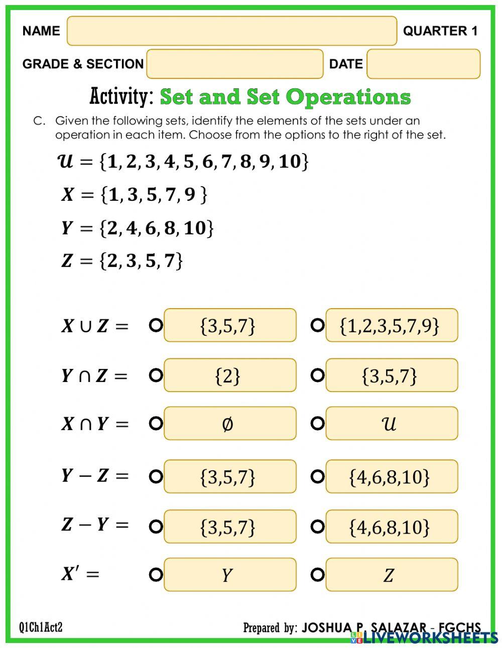 Set and Set Operations