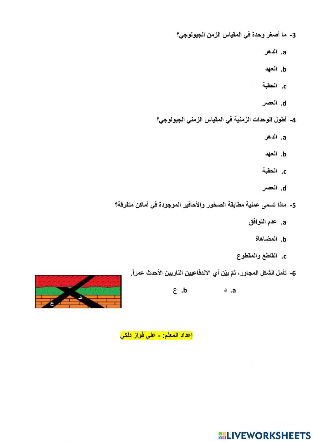 العمر النسبي للصخور الرسوبية