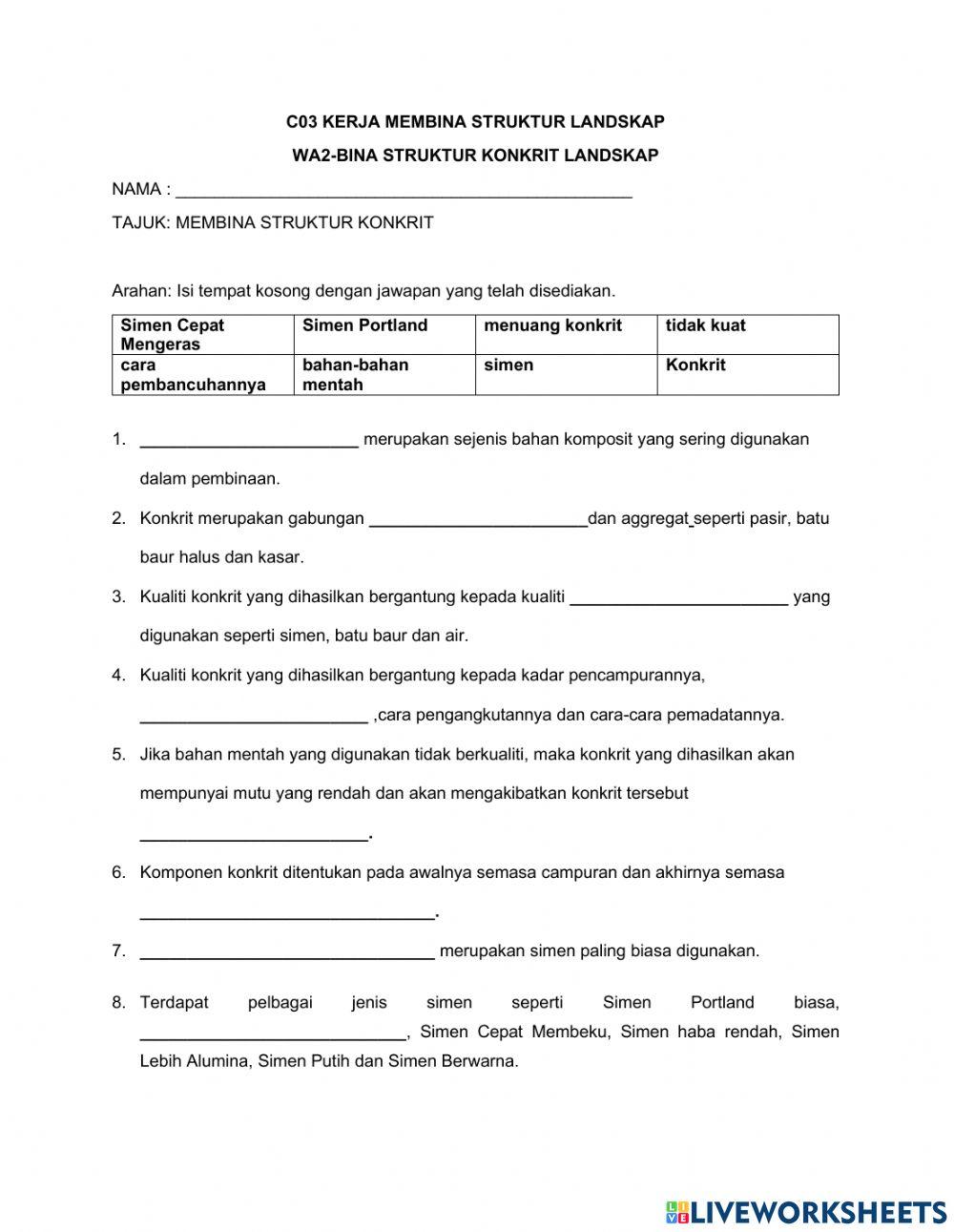 Bina struktur konkrit landskap