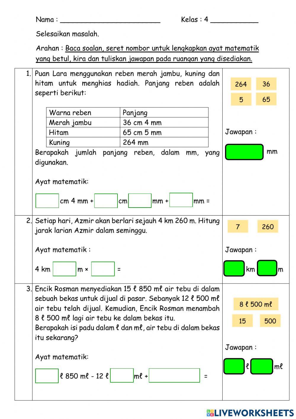 Selesaikan Masalah Tahun 4