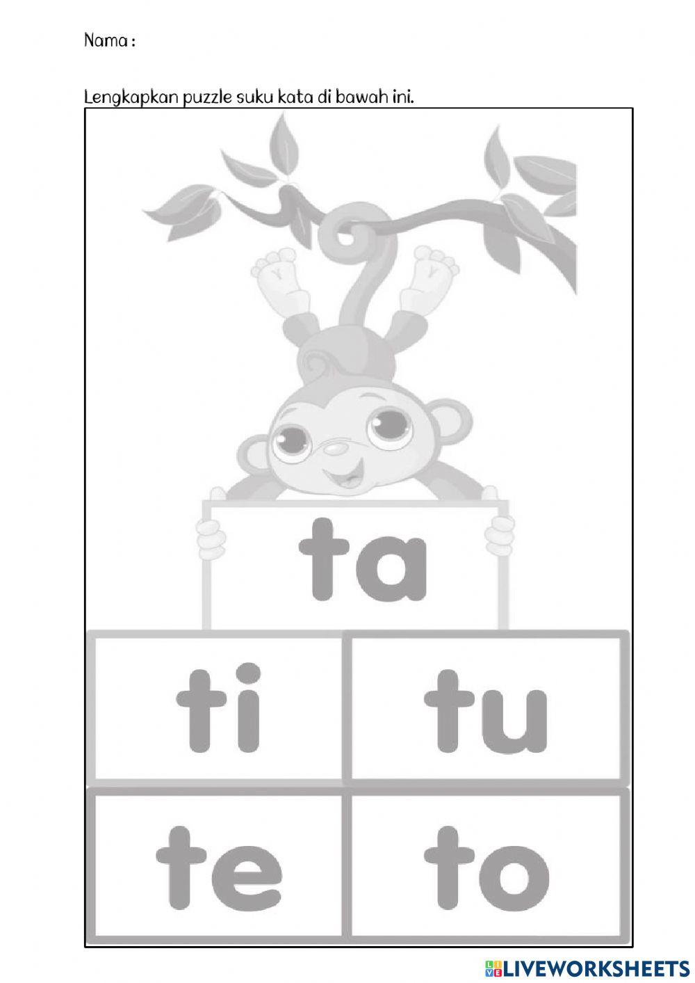 Latihan suku kata ta, te, ti, to, tu, te