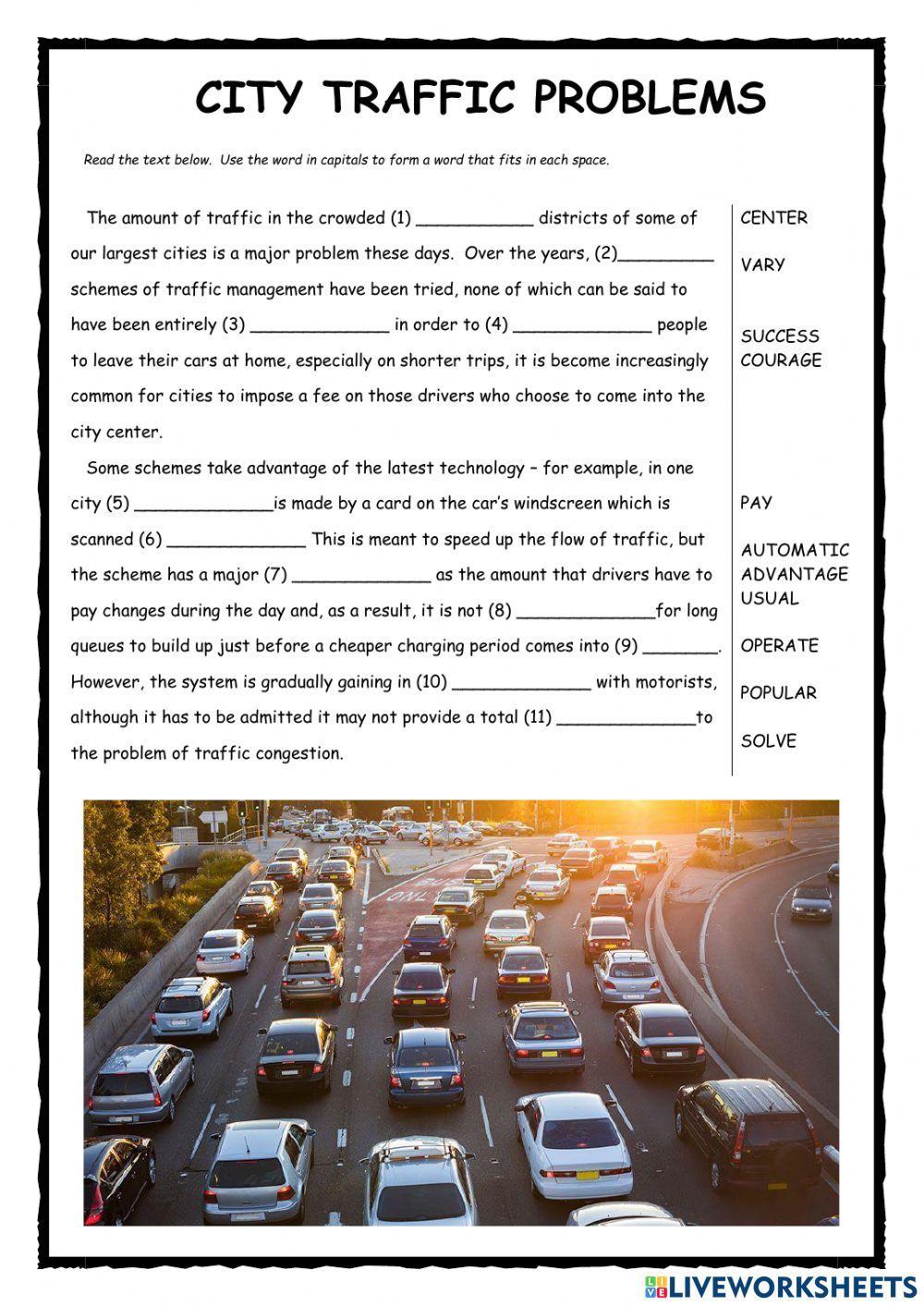 City Traffic FCE Word Formation