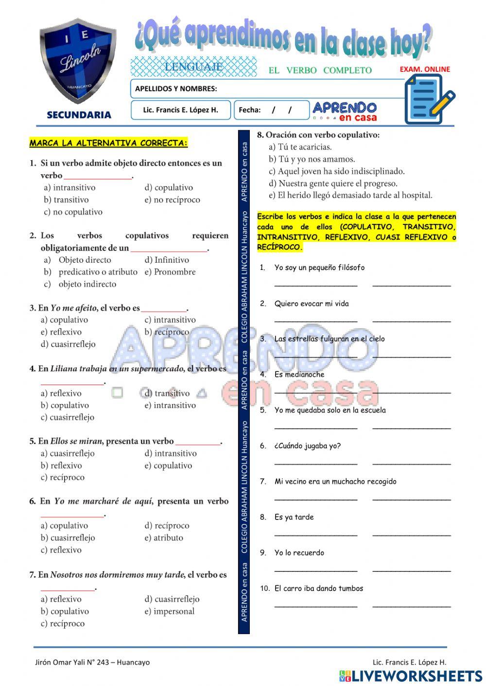 Prac. Tipos de Verbos