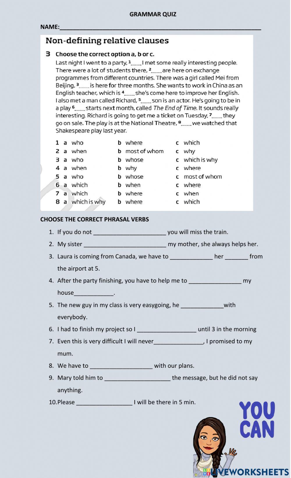 Non-defining relative clauses-phrasal verbs
