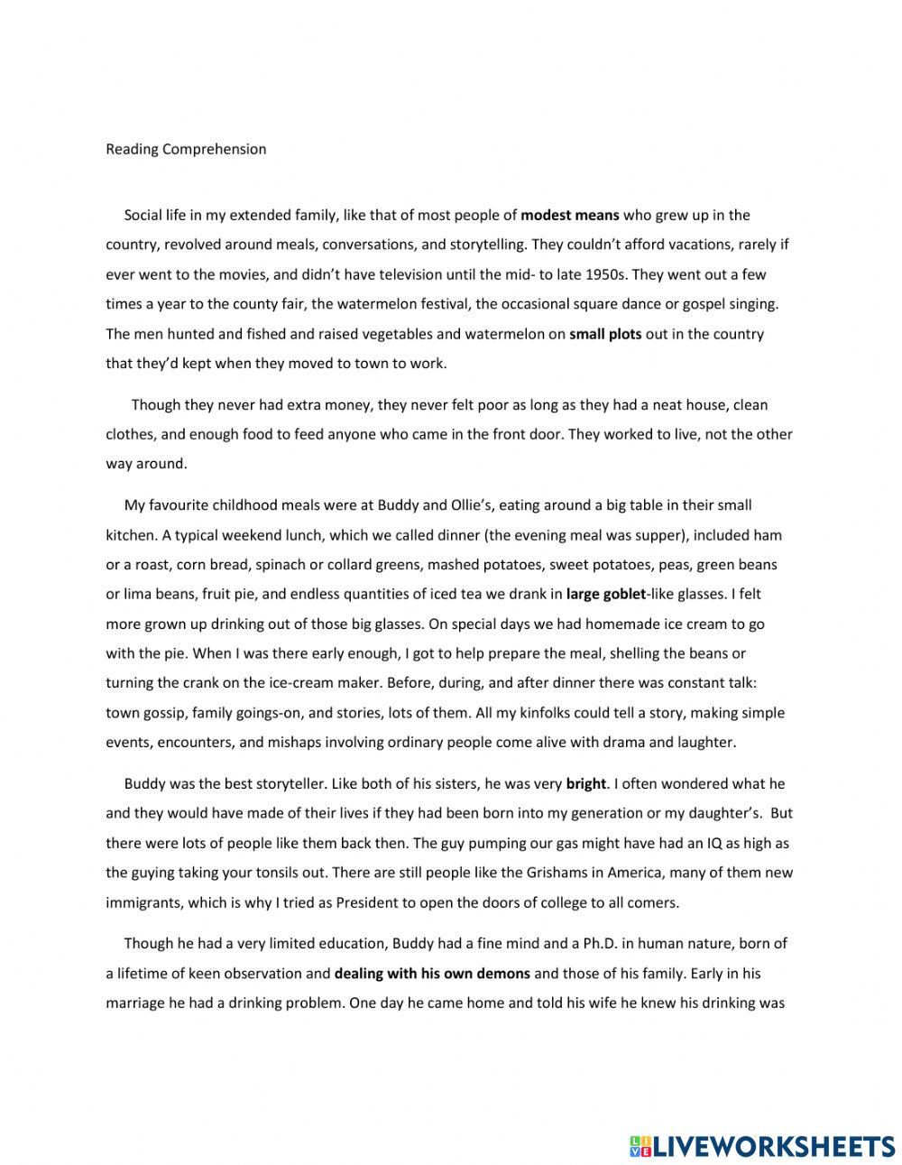 Reading Comprehension