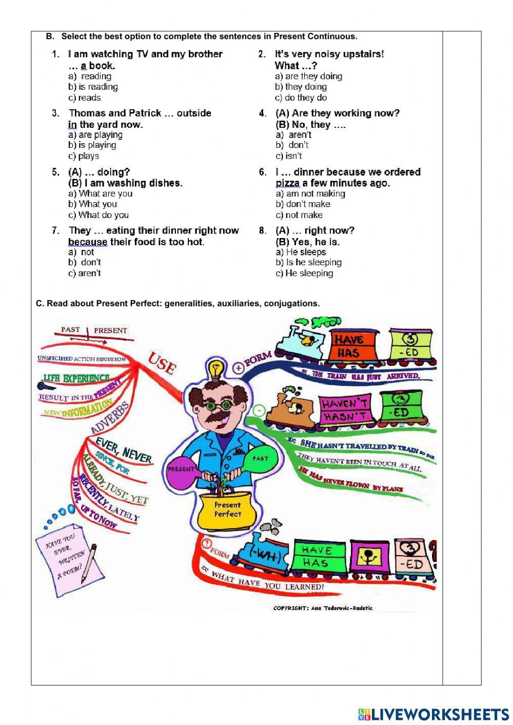 Ejercicio online Present Continuous-Present Perfect- 10th