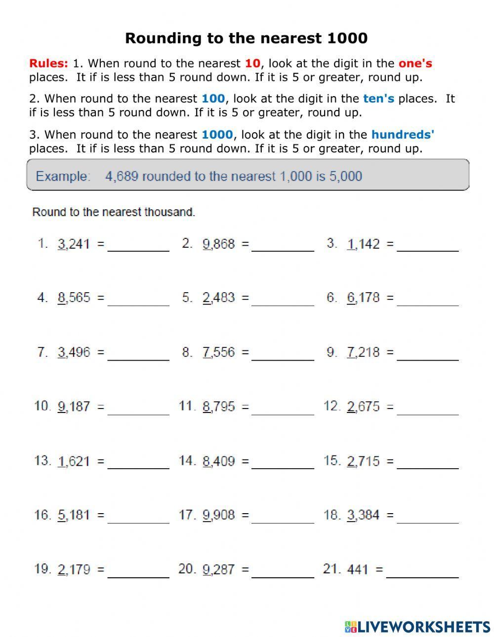 Rounding to the nearest 1000