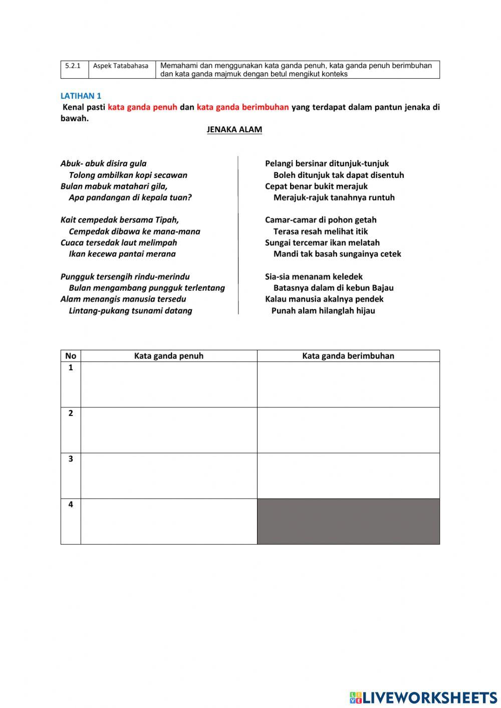 5.2.1 Kata Ganda Penuh dan Kata Ganda Berimbuhan Tan 4 ms 7 Jawapan