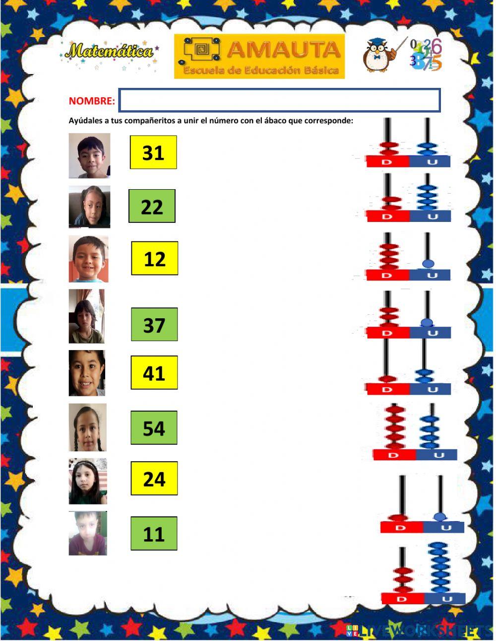Representar unidades y decenas en el ábaco