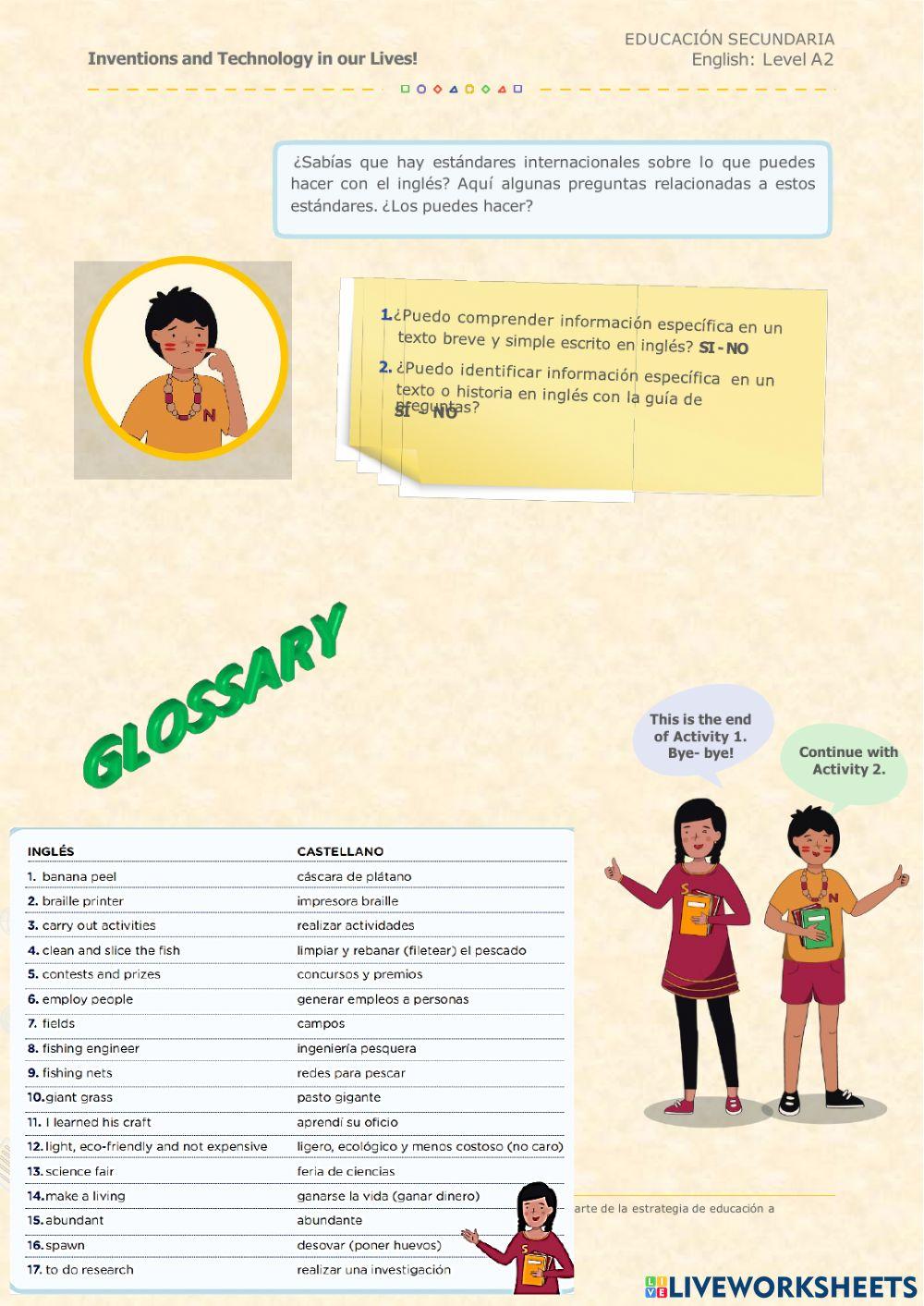 EDA 7:Inventions and Technology  in our lives. Activity 1: Inventions and Technology in our Lives Week 28 A2 irc