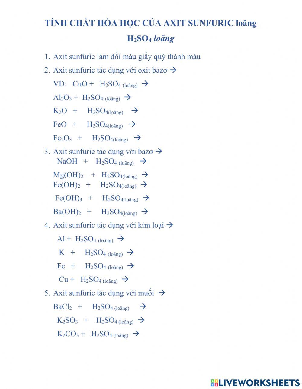 Tính chất hóa học của HCl- H2SO4