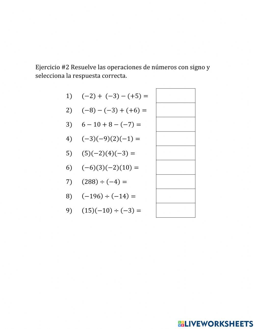 Fracciones y numeros con signo