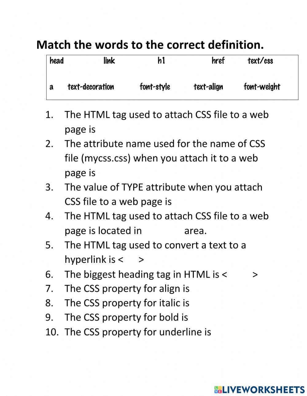 6720480 css practice jtmatbet liveworksheets