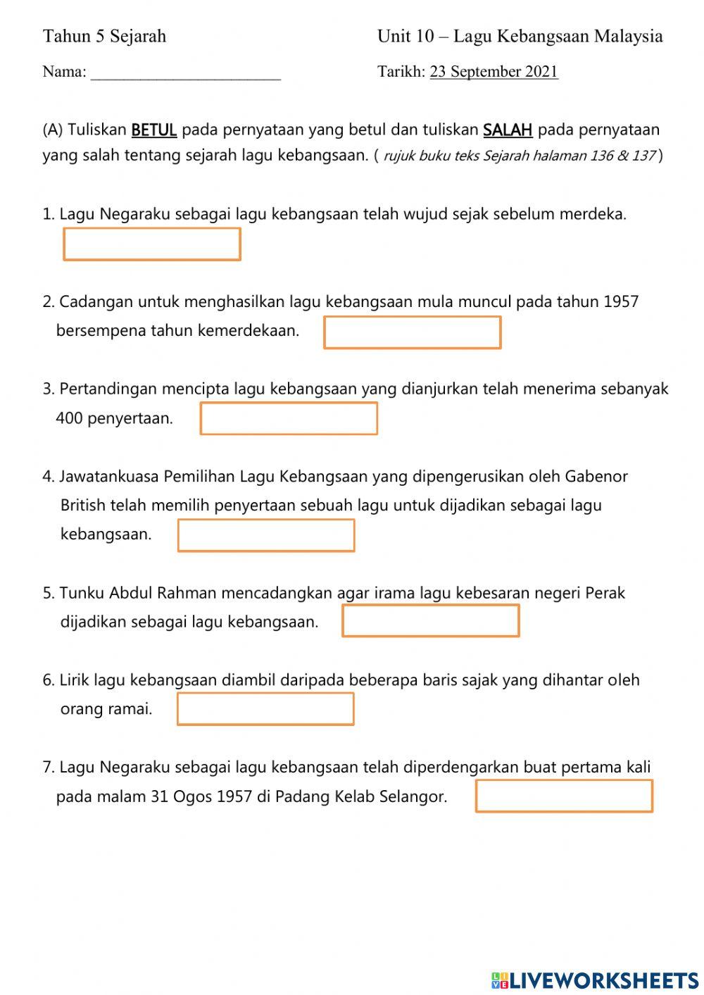 Unit 10 - Lagu Kebangsaan Malaysia