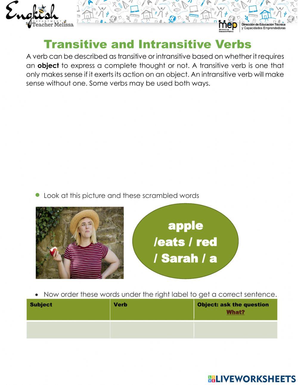 Transitive and Intransitive Verbs
