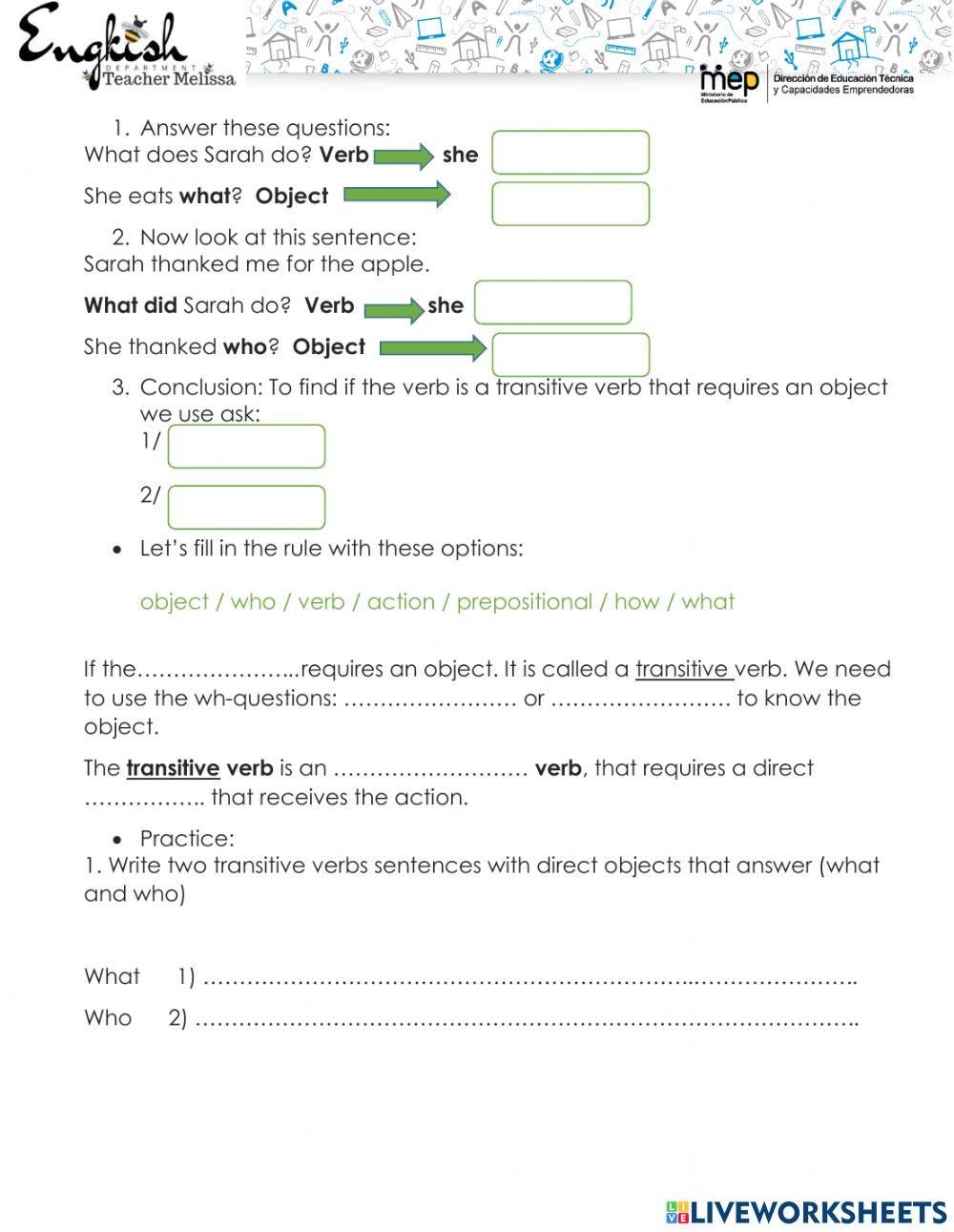 Transitive and Intransitive Verbs