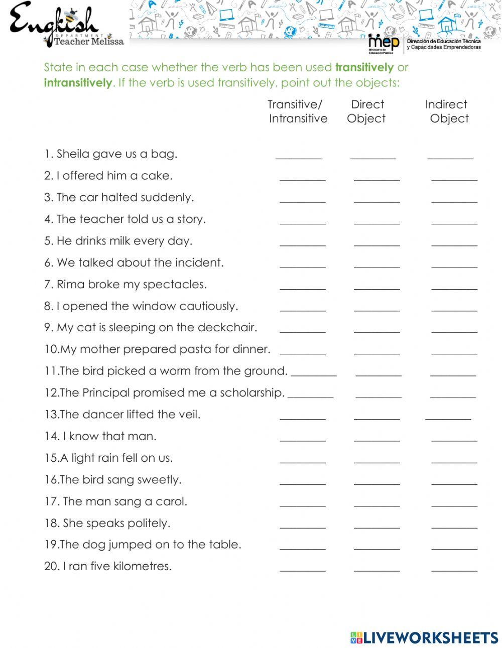 Transitive and Intransitive Verbs