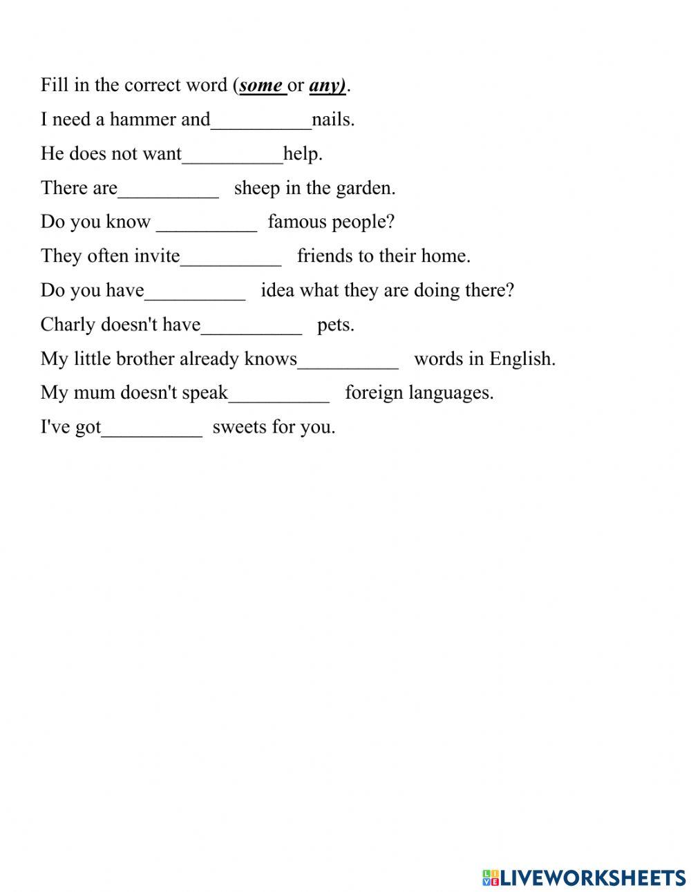 How much, How many, some, any