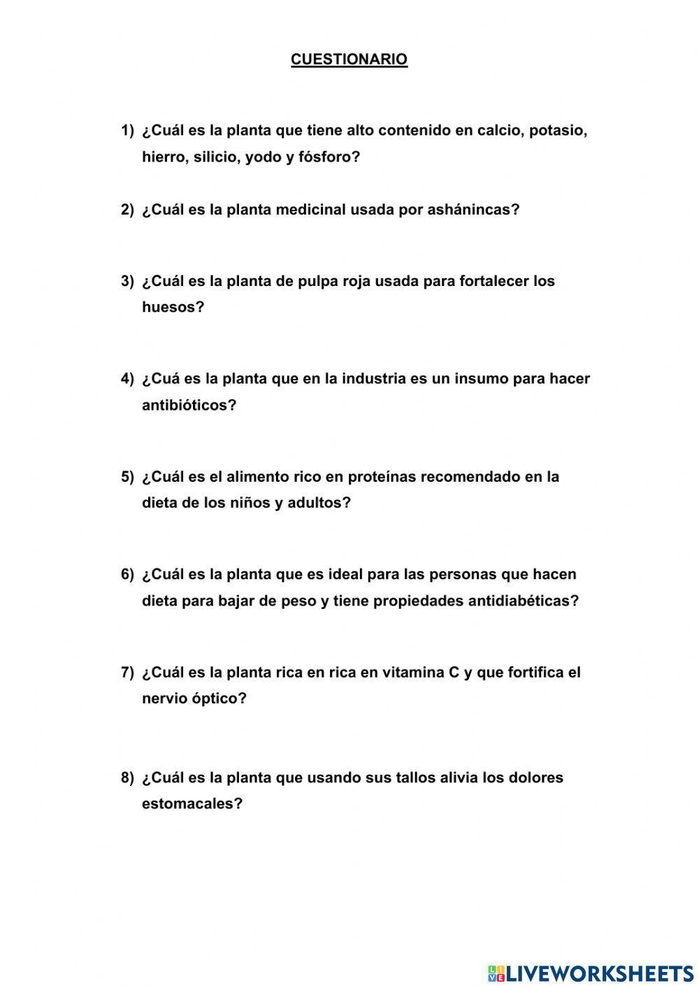 Cuestionari plantas nativas