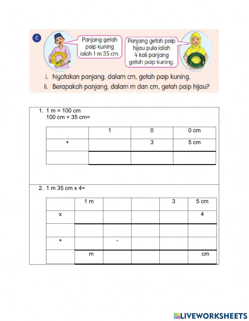 Selesaikan Masalah Panjang Jisim dan Isipadu Cecair Tahun 3