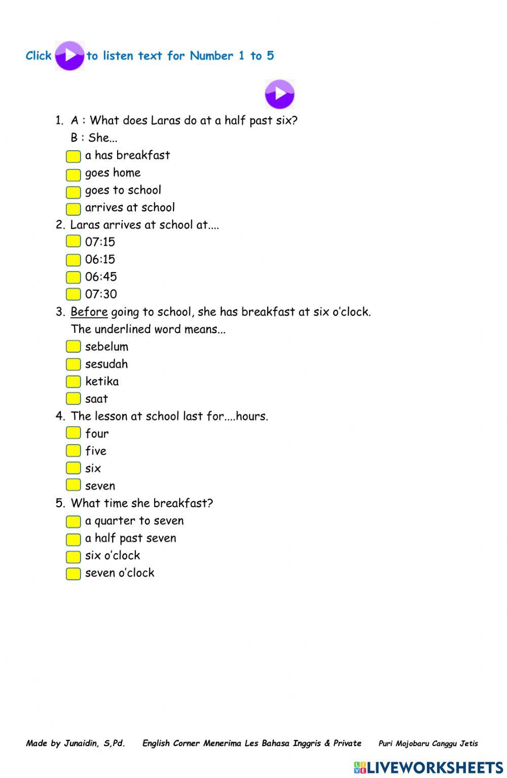 1422078 | Listening Time | junaidin | LiveWorksheets