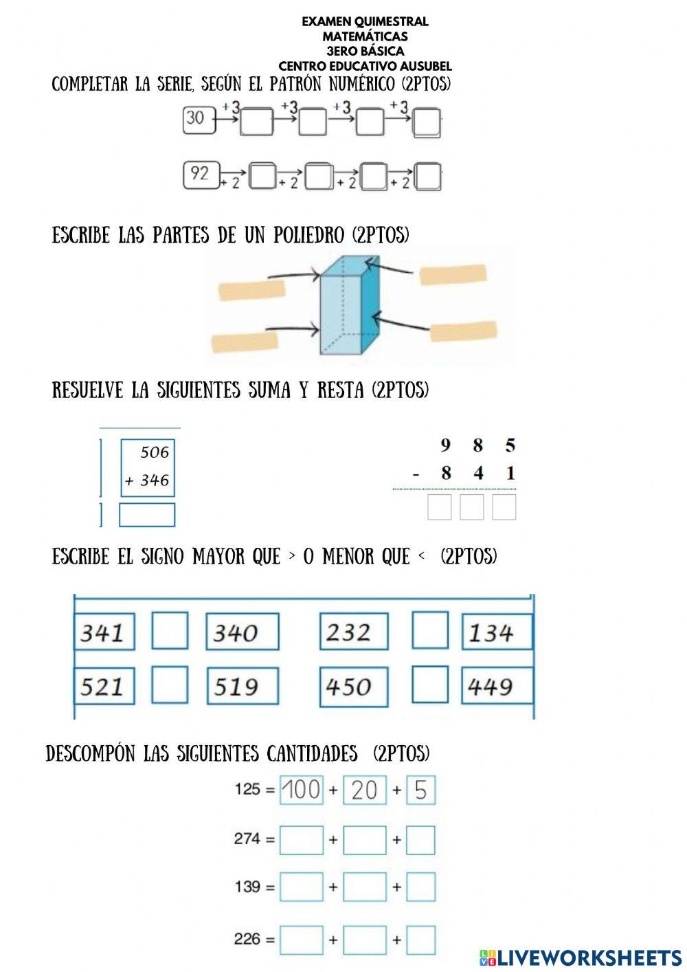 Examen de matematicas