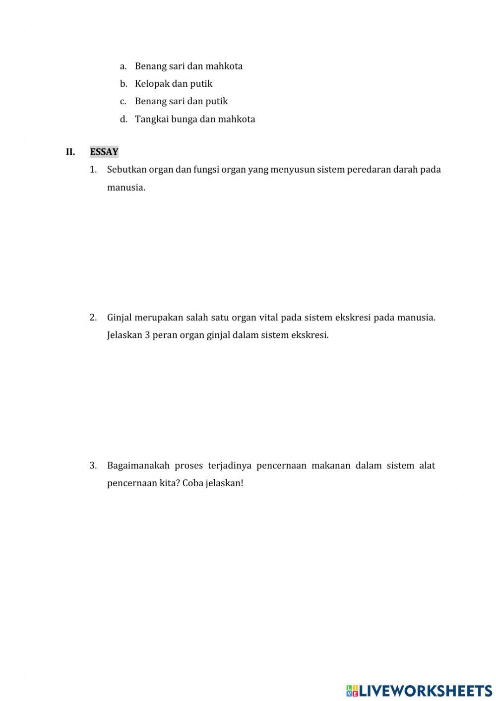 Uji kompetensi sistem organ