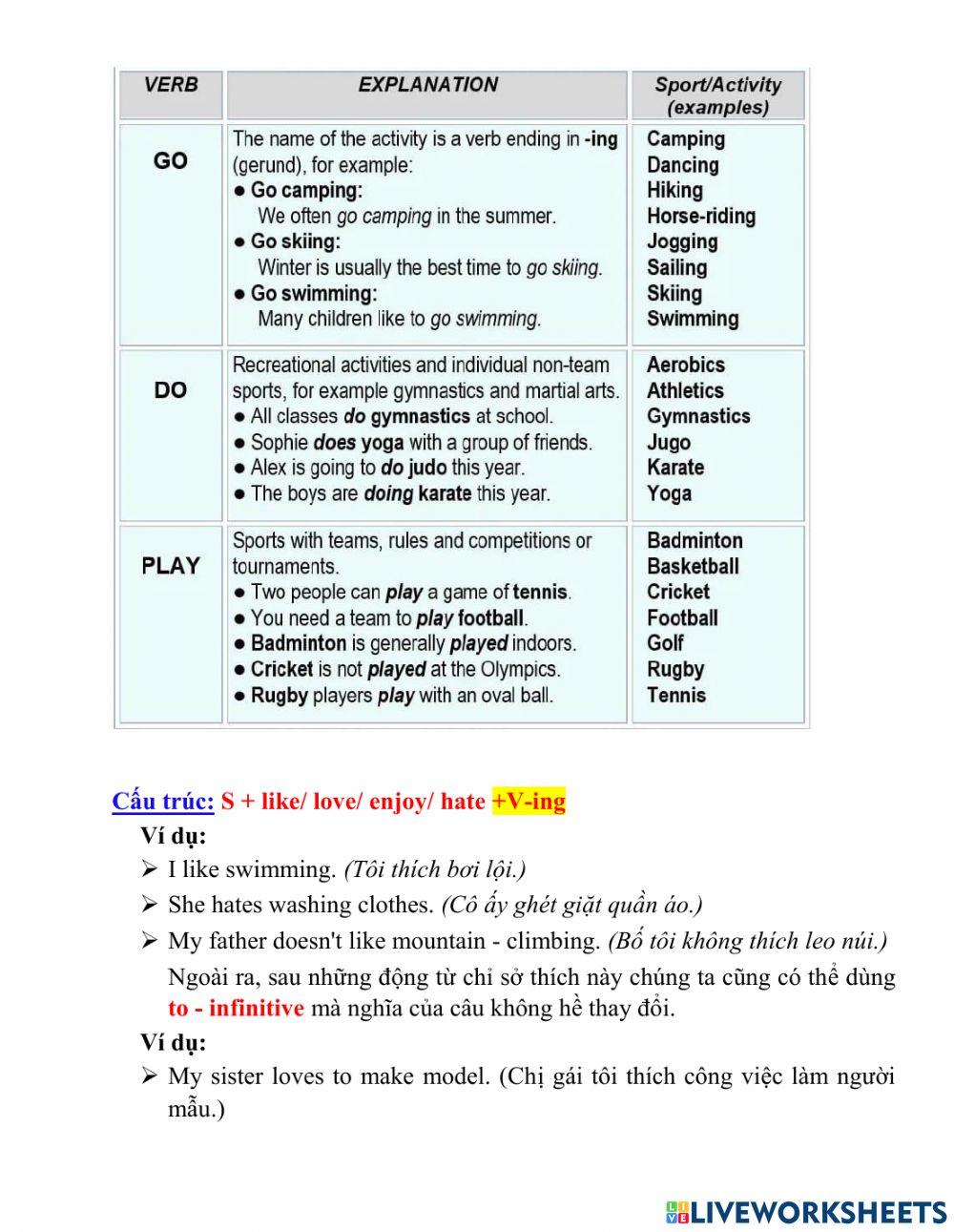 Grade 7 - UNIT 1 : My hobbies