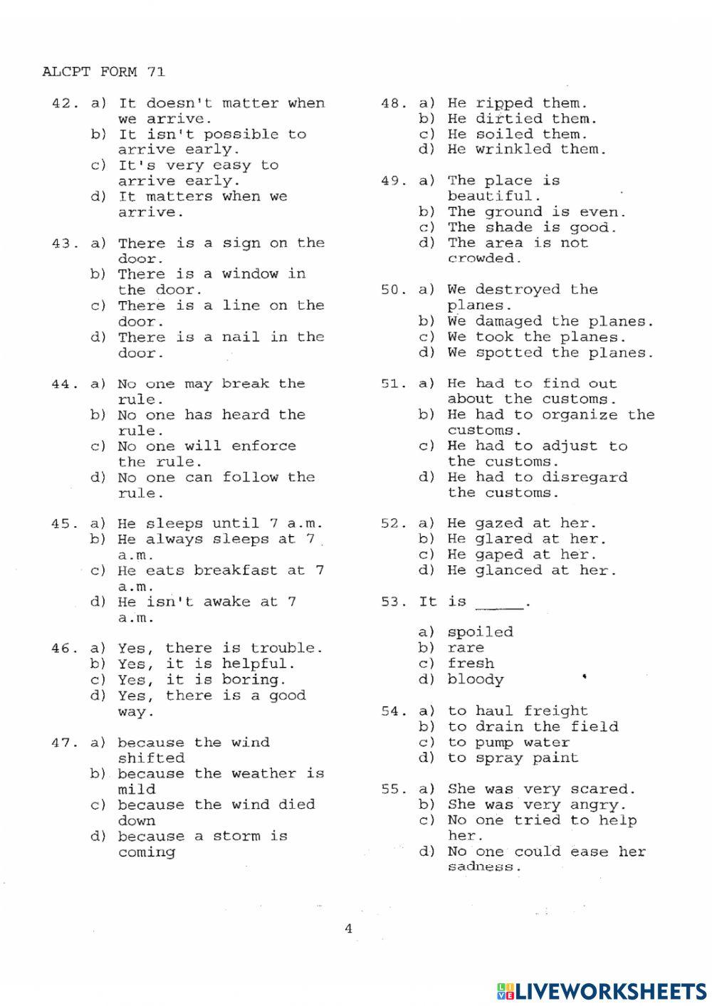 ALC Form 71 Listening