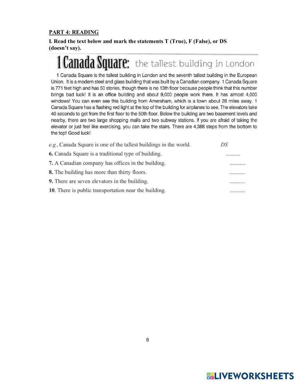 DS - Access 2 - Test 3 Reading