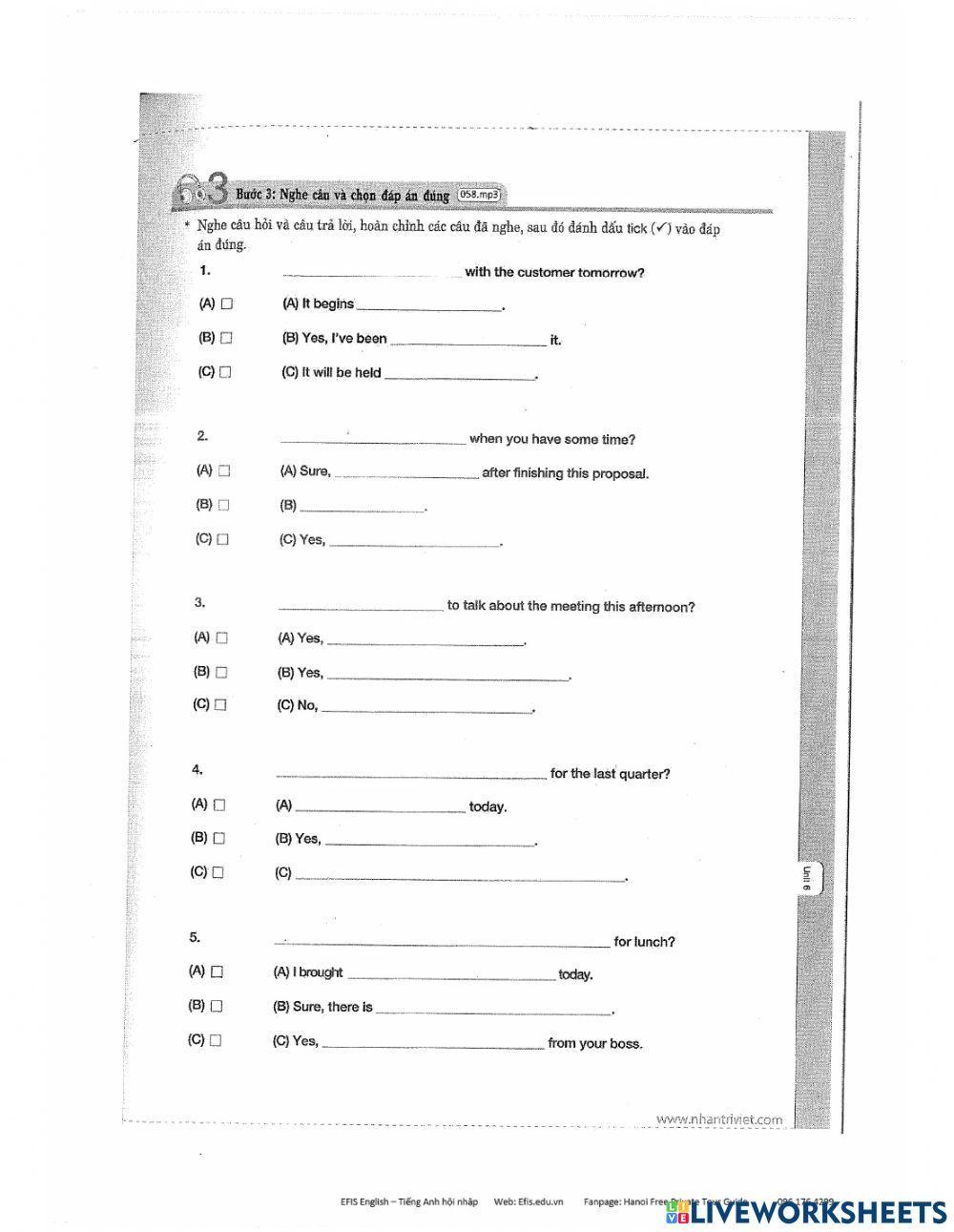 TOEIC 2 listening practice unit 6