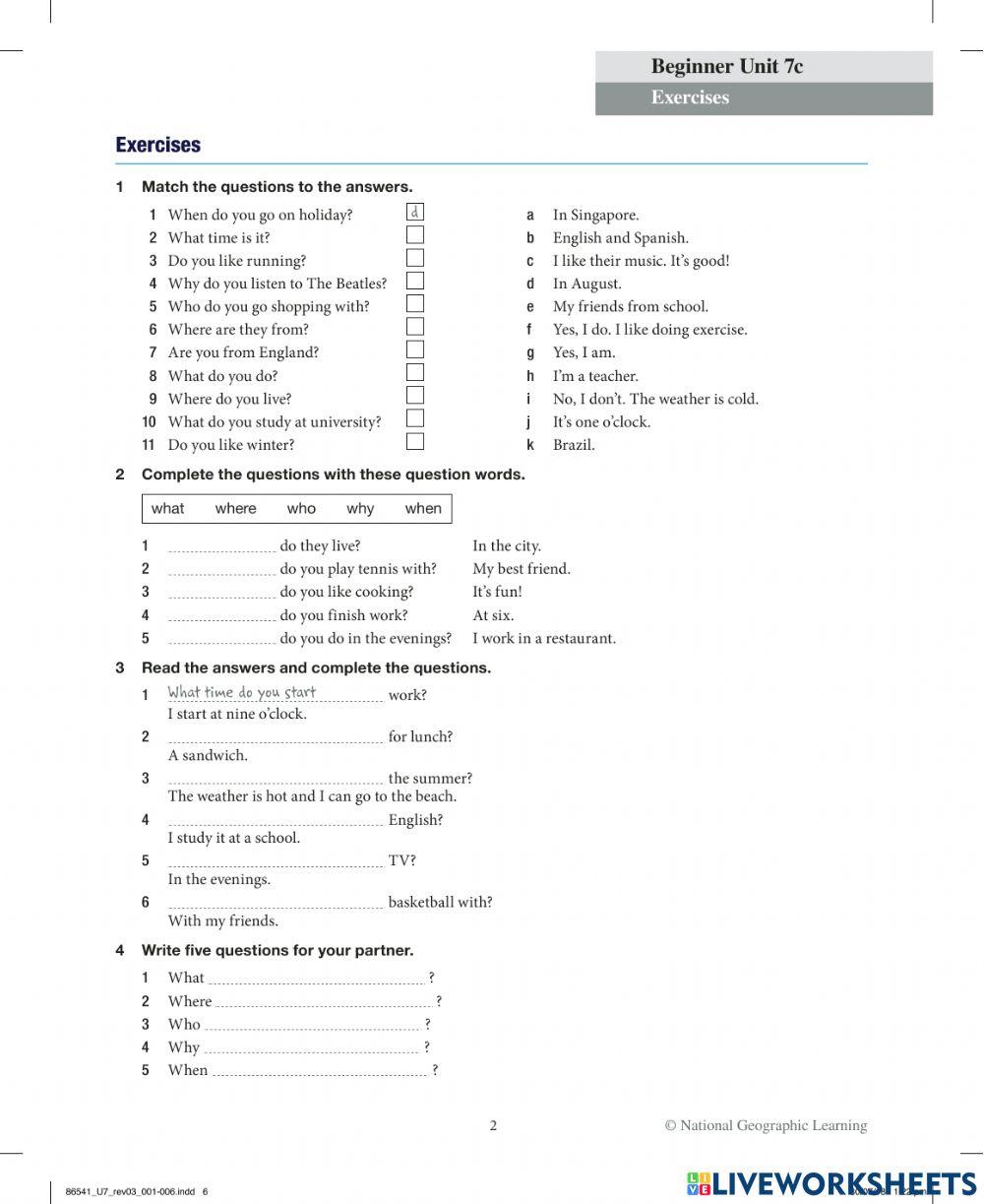 7c activity | Live Worksheets