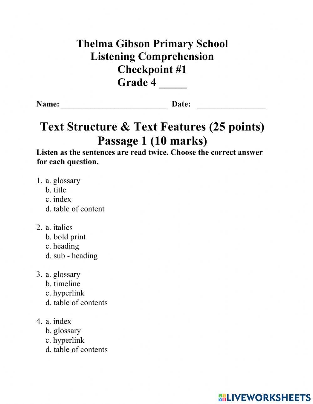 Text Structures & Text Features