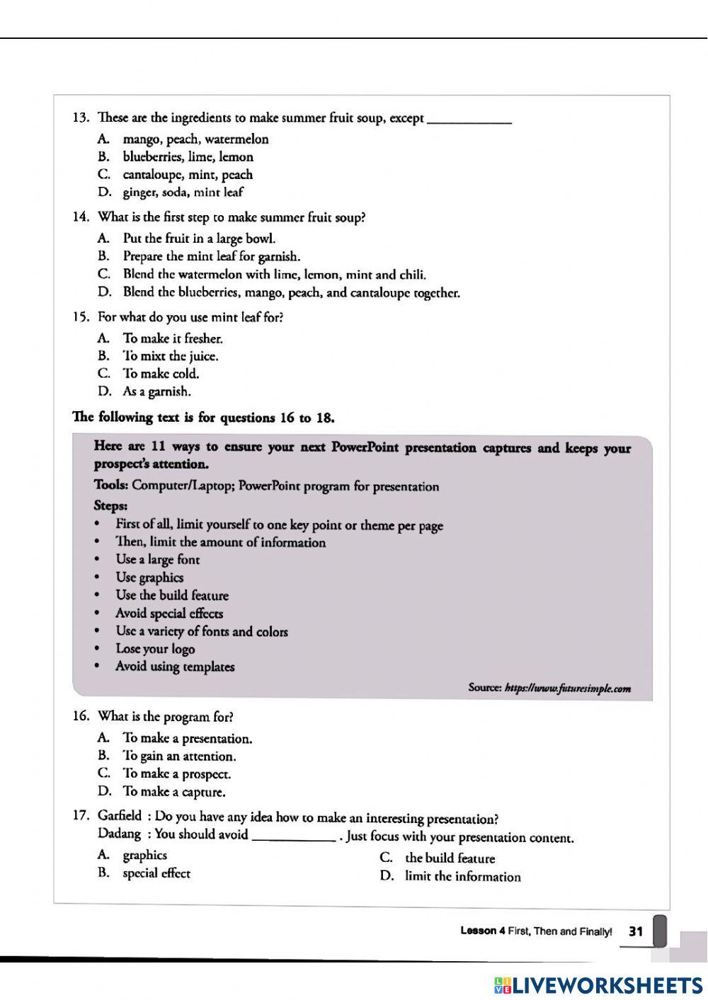 Generic Structures Of Procedure Text Exercise