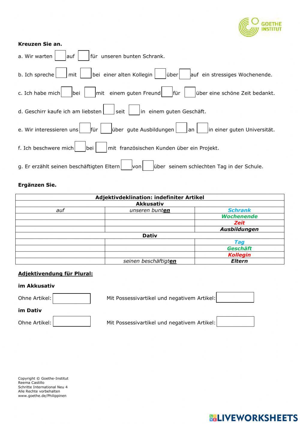 Adjektivdeklination im Akkusativ
