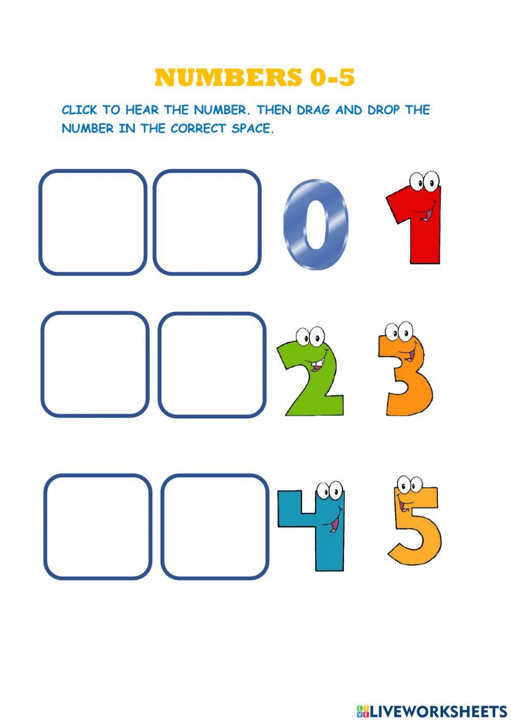 NUMBERS 0-5 online exercise for | Live Worksheets