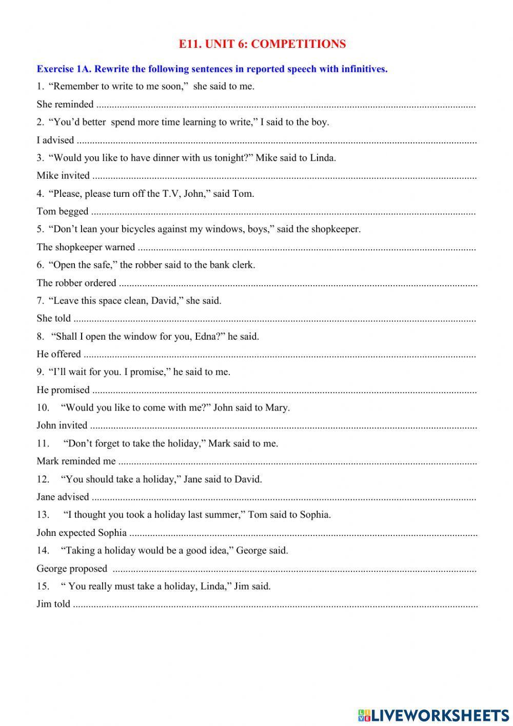 E11-reported with infinitive 1A